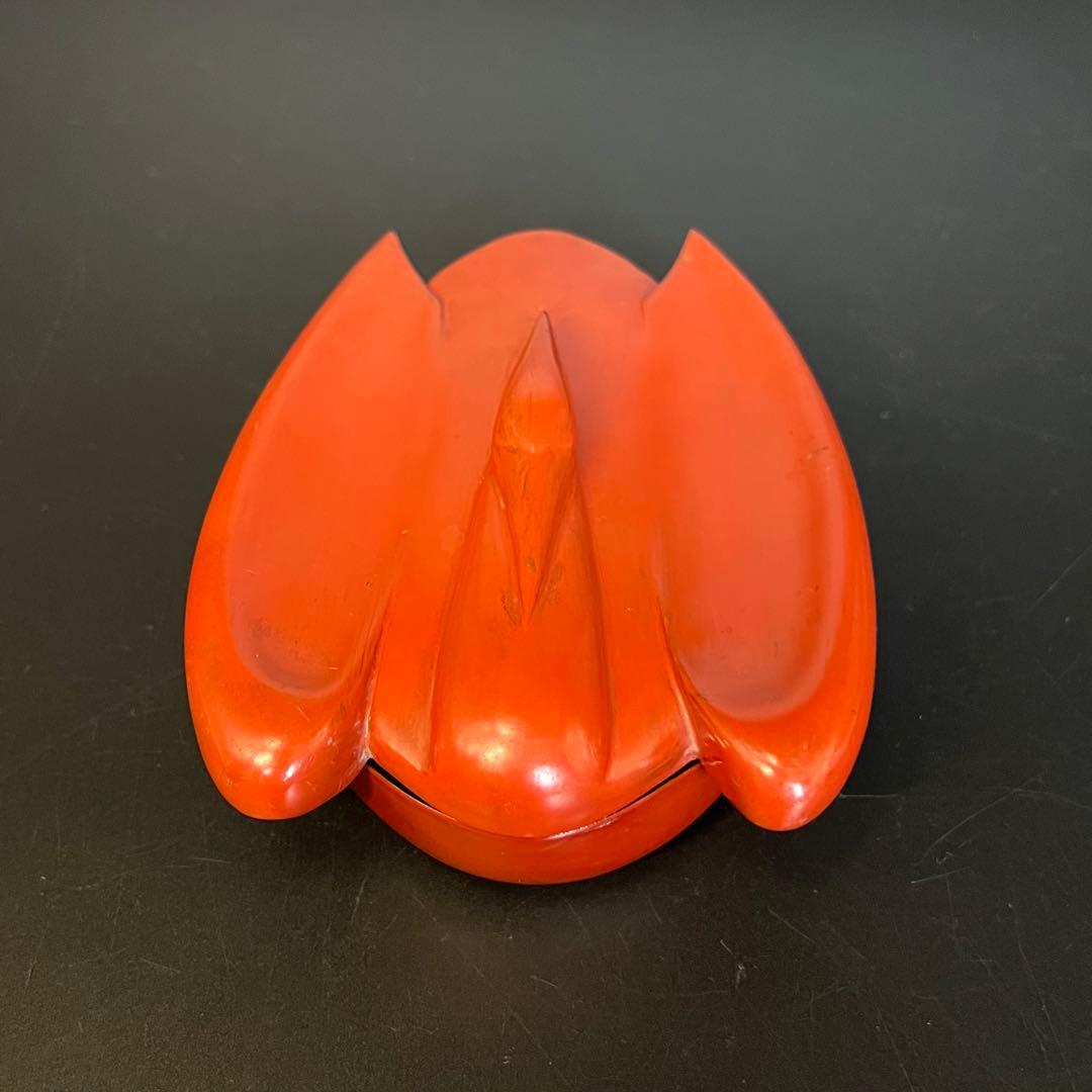 ◎古道具 庵々◎江戸-明治期 輪島塗 鶴形 蓋物◎時代物侘び寂び和置物 朱塗骨董