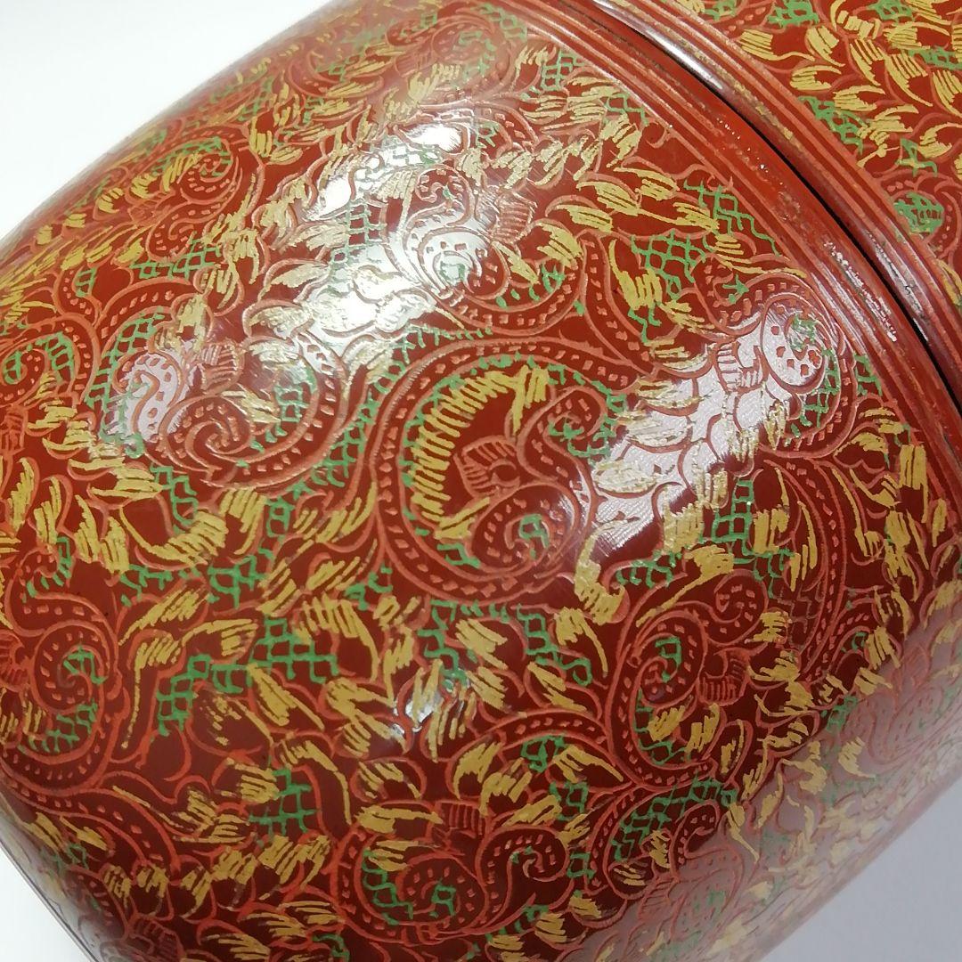 Ｓ３０７　棗　『蒟醤塗　唐草紋』『緬甸作』『大棗』　共箱　茶道具