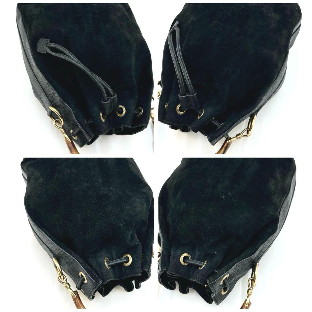 GUCCI グッチ バンブー 巾着 2way ハンドバッグ ショルダーバッグ 黒