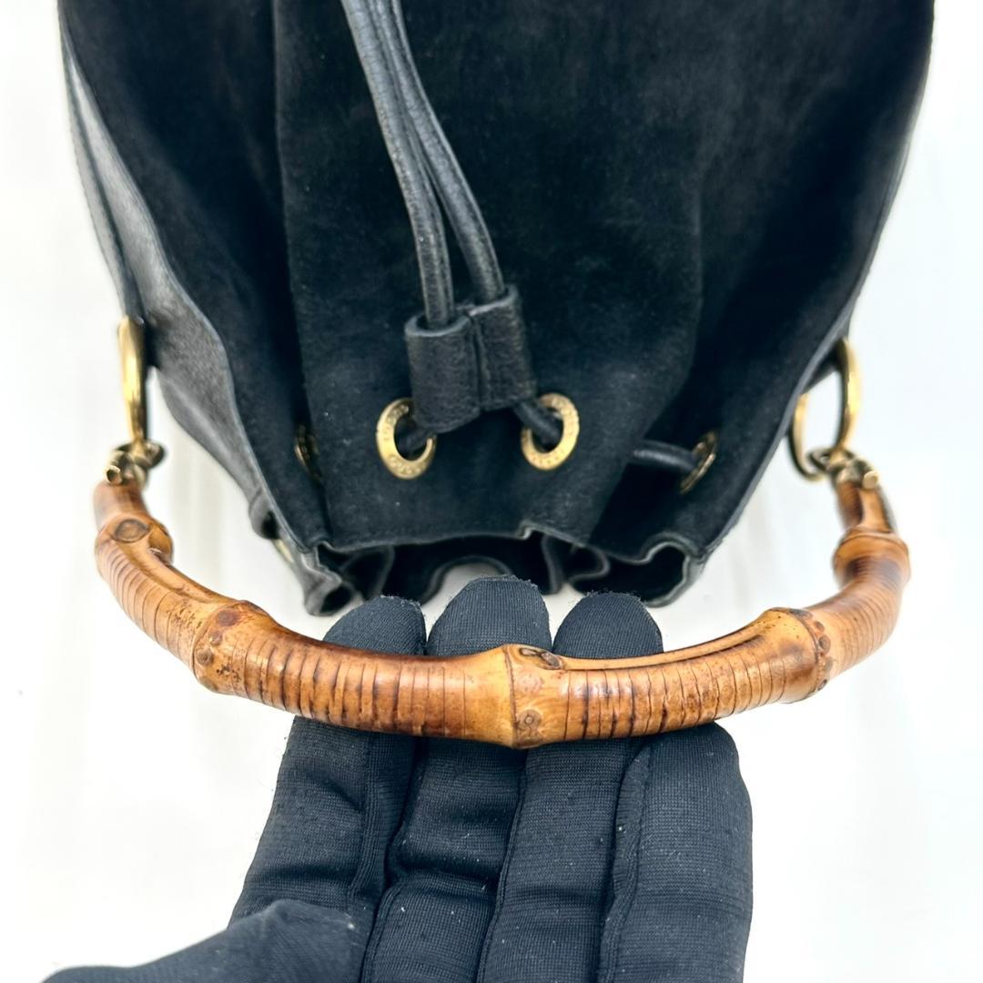 GUCCI グッチ バンブー 巾着 2way ハンドバッグ ショルダーバッグ 黒