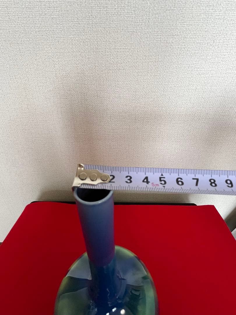 人間国宝 柳雨軒 三代 徳田八十吉 碧明釉 花入 約27.5cm 管理T242