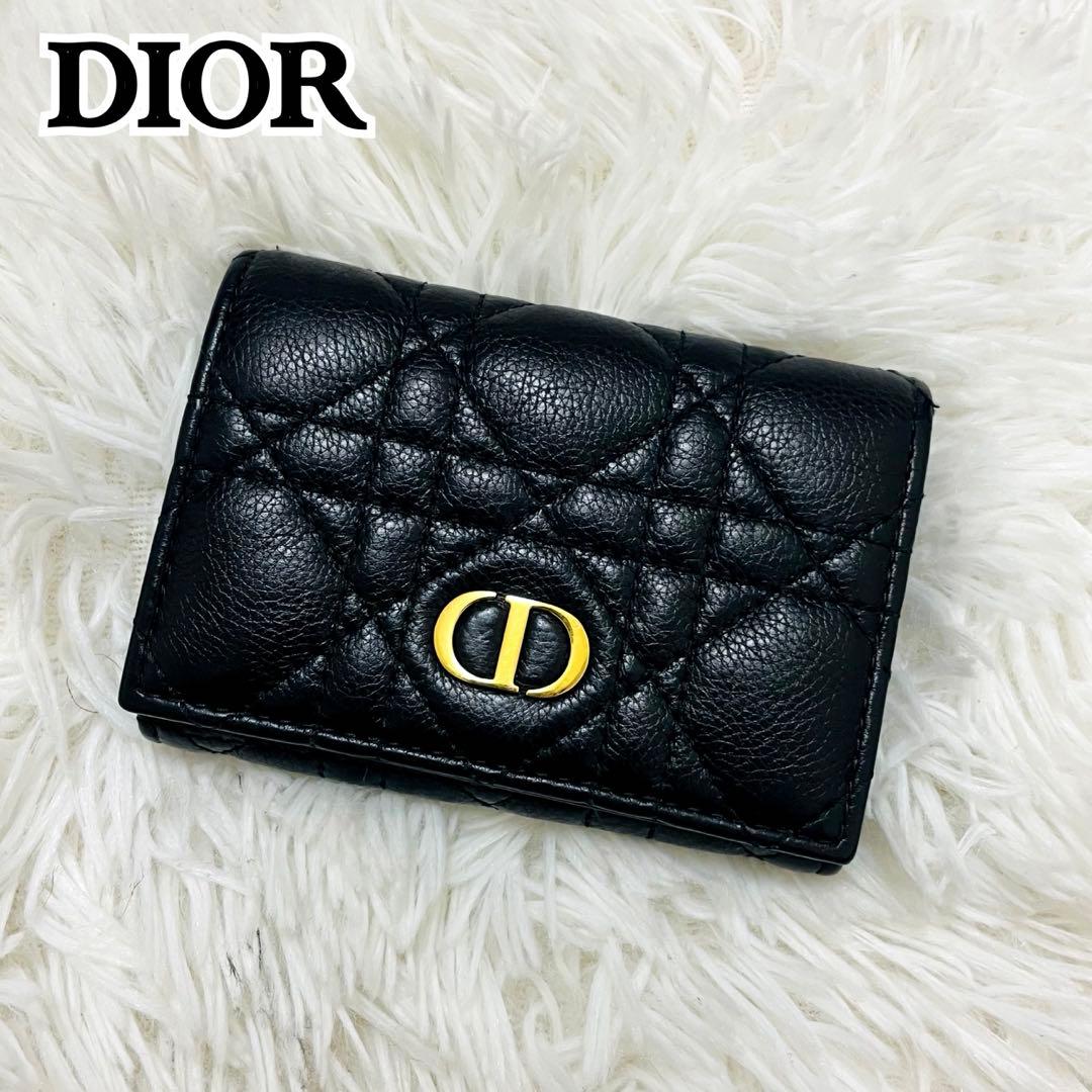 ディオール✨二つ折り財布 ケース グレインレザー カロ ブラック 現行