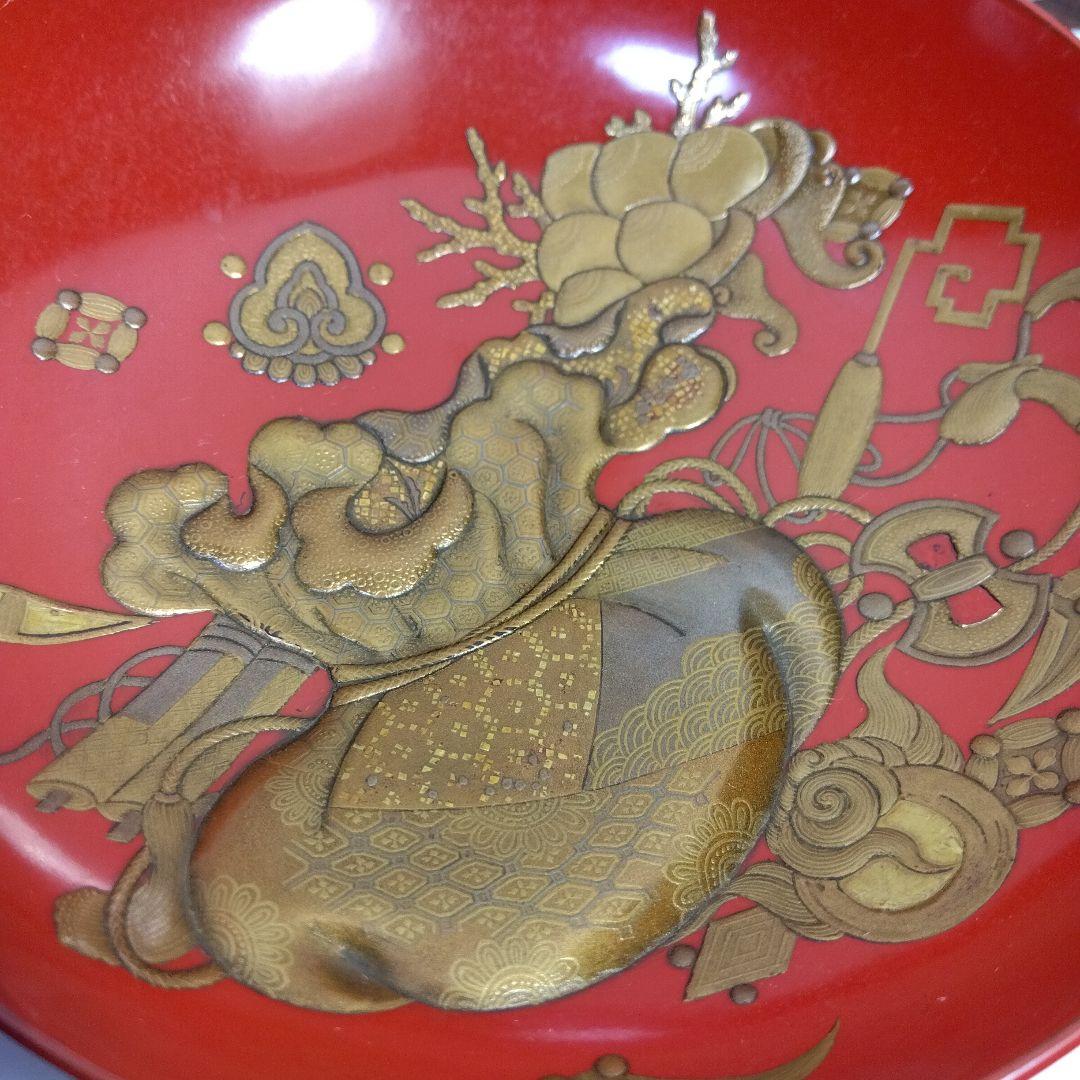 加賀蒔絵　高蒔絵祝い　三つ杯　盃　漆芸　時代高級高蒔絵杯　大正期　黒塗共箱