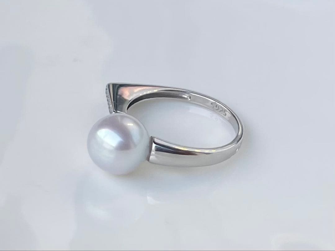 白蝶真珠 s925リング 指輪 南洋パール ハイブランド感 モダンデザイン