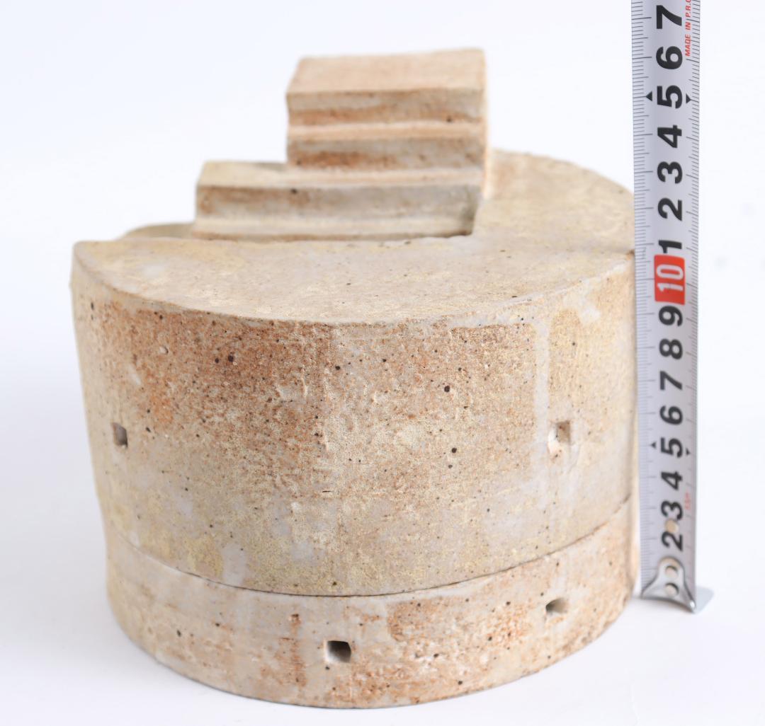 小*銀様 宮澤章 陶塔香炉 共箱 益子焼作家