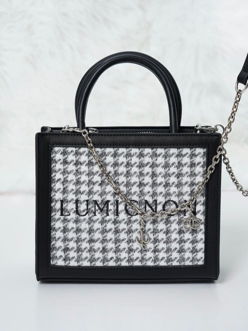 lumignon houndtooth 2way bagブラック