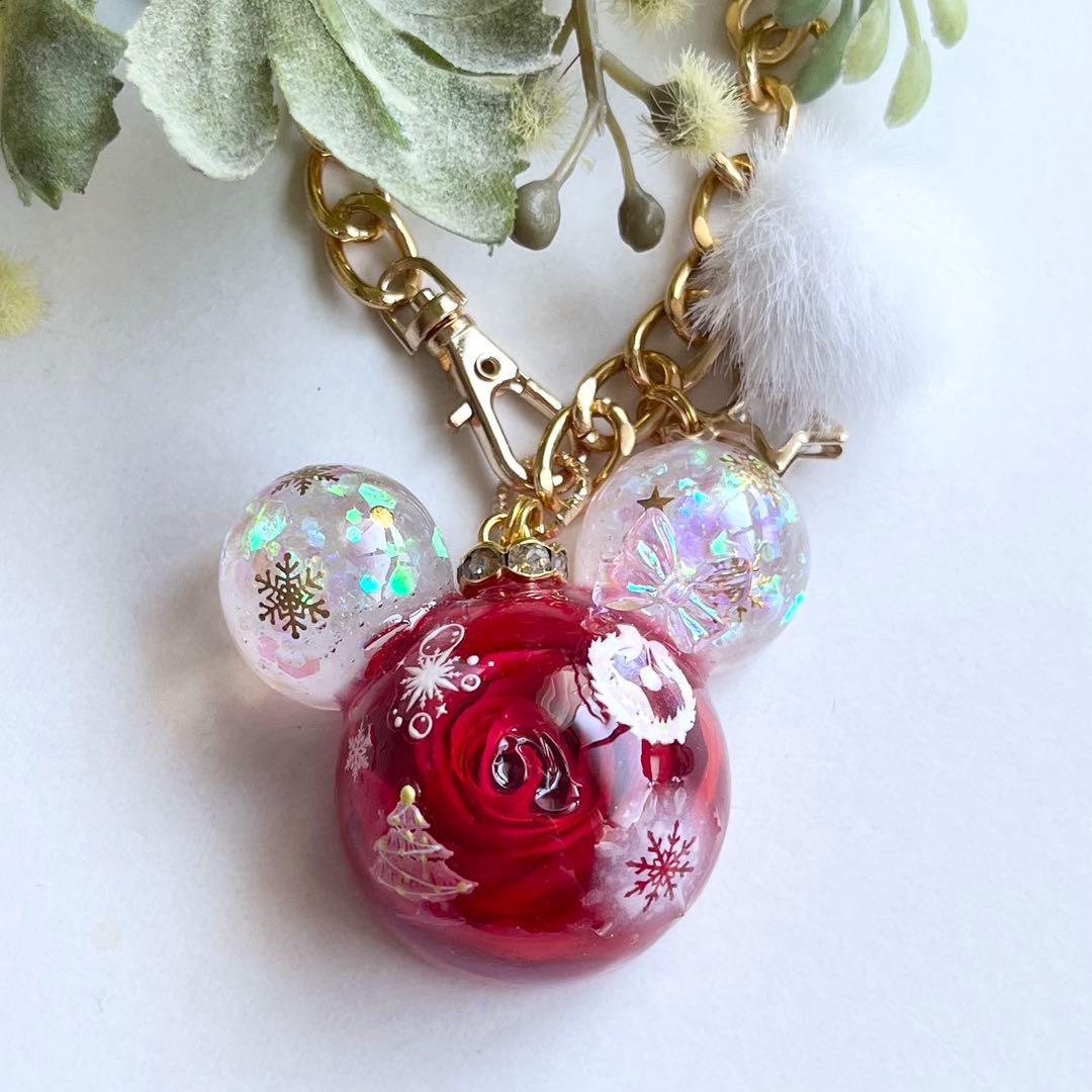 【K☆様】No.591 レジンチャーム☆薔薇♡Xmasくまちゃん