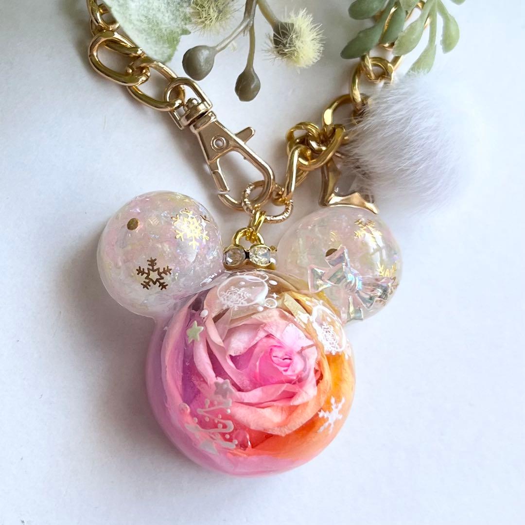 【K☆様】No.591 レジンチャーム☆薔薇♡Xmasくまちゃん