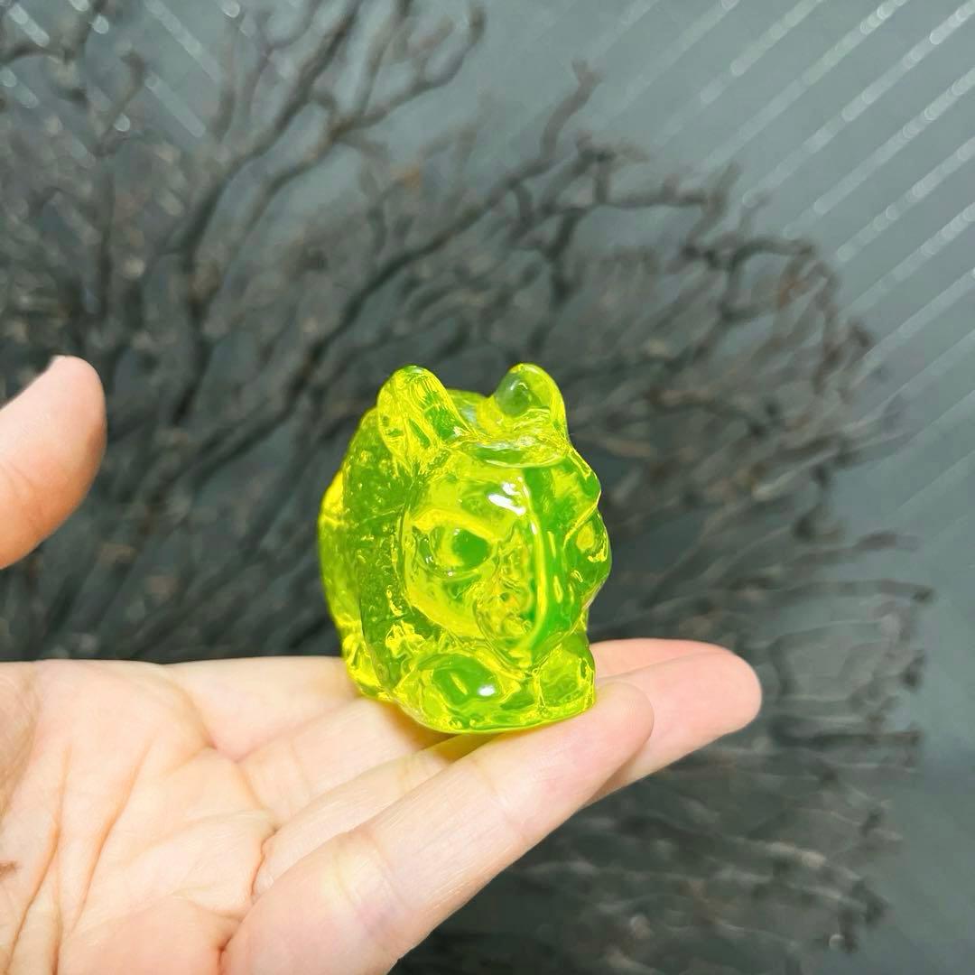 骨董　時代ガラス　プレス磨りガラス　兎　フィギュリン　文鎮　ウランガラス