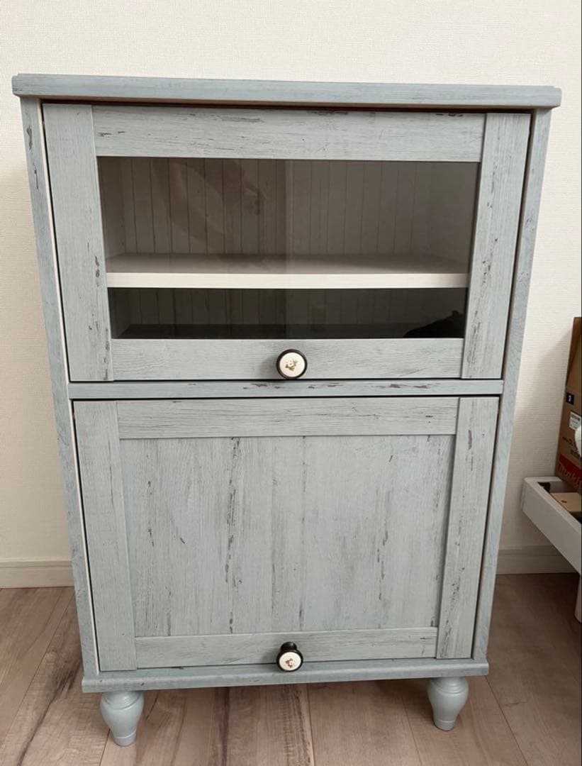 最終お値下げ　白井産業 フレンチシャビーキャビネット BL&WH