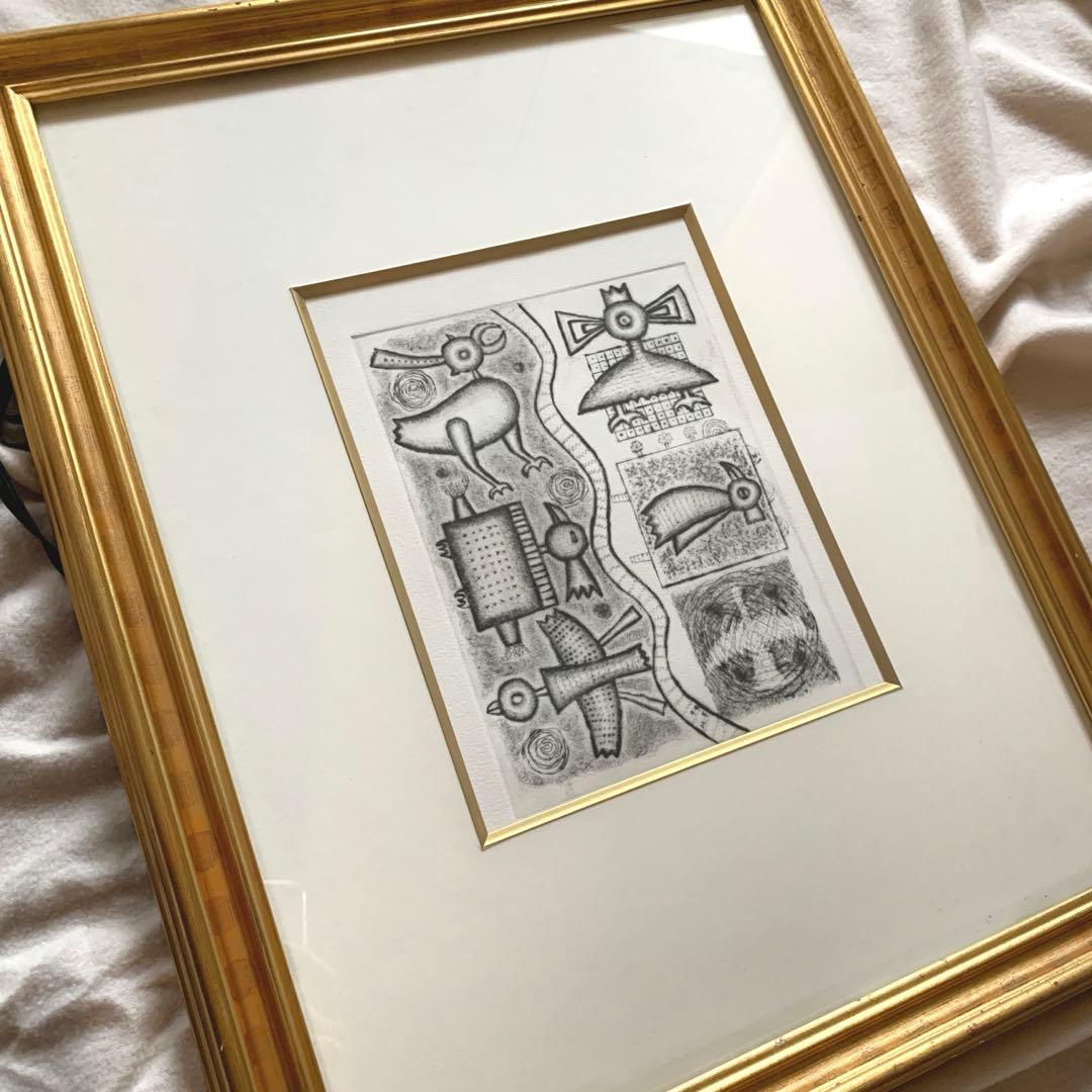 貴重‼️幸地学　銅版画　「実在しない鳥の肖像」グラミー賞公式アーティスト　美術品