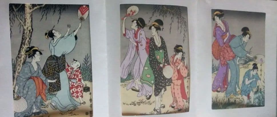 復刻木版画、昭和44年、歌麿4枚、国芳、国貞、広重、英泉、英山、栄之、計10作品