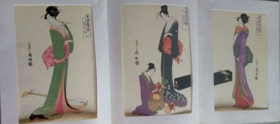 復刻木版画、昭和44年、歌麿4枚、国芳、国貞、広重、英泉、英山、栄之、計10作品