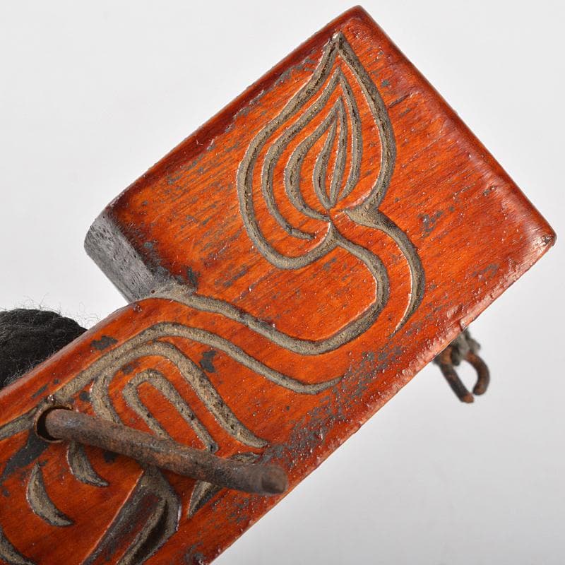 朝鮮美術　李朝　木彫　神獣刻　墨壷　V　R7245