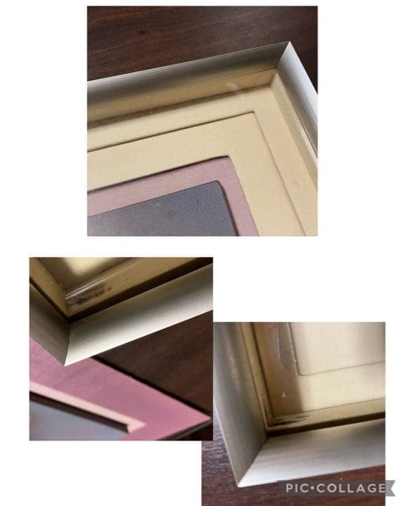 備前焼　重厚感ある作家もの陶板画　霞に桜　ガラス付きシルバーフレーム