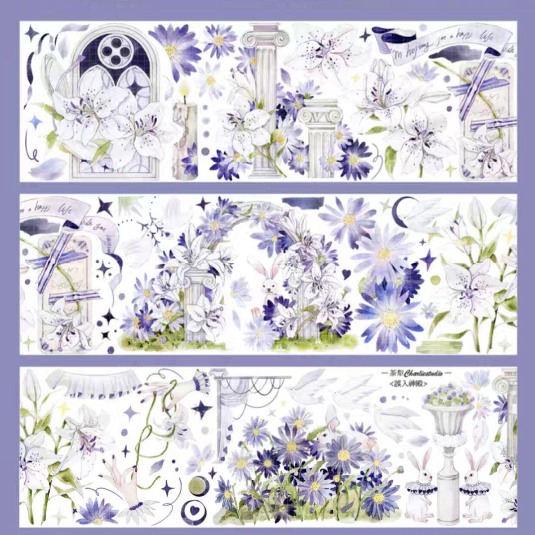 巻売 571★ 海外 マスキングテープ マステ PET 装飾 花 神殿 贝壳光