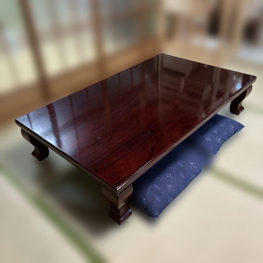 木製ダークブラウン長方形座卓