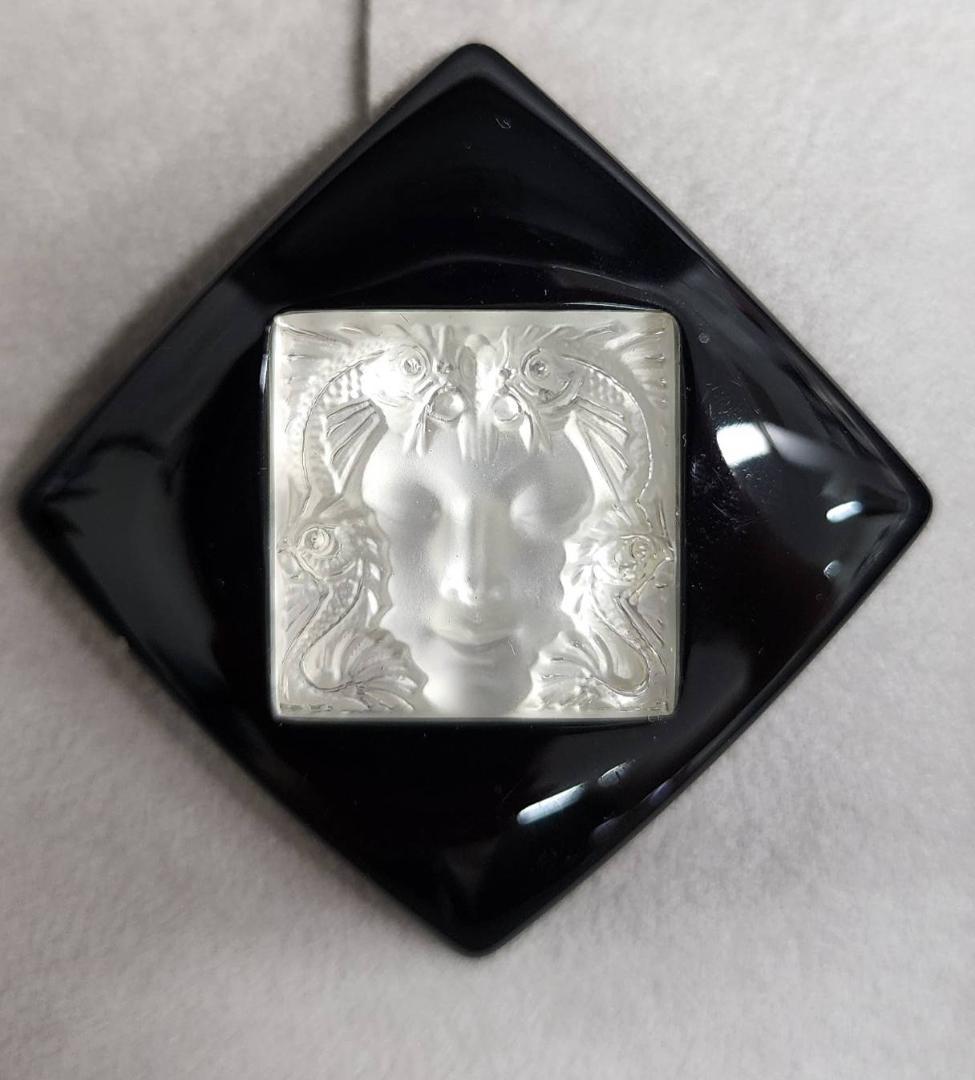 LALIQUE ラリック マスク ド ファム ブローチ アールデコ 四角 箱付き