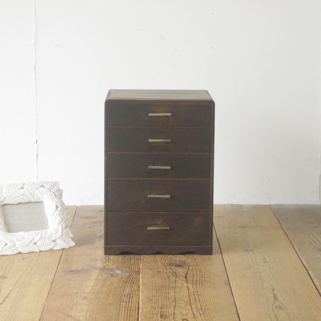 レトロ 卓上小引き出し 抽斗 5杯 収納 小物入れ レターケース B5 木製