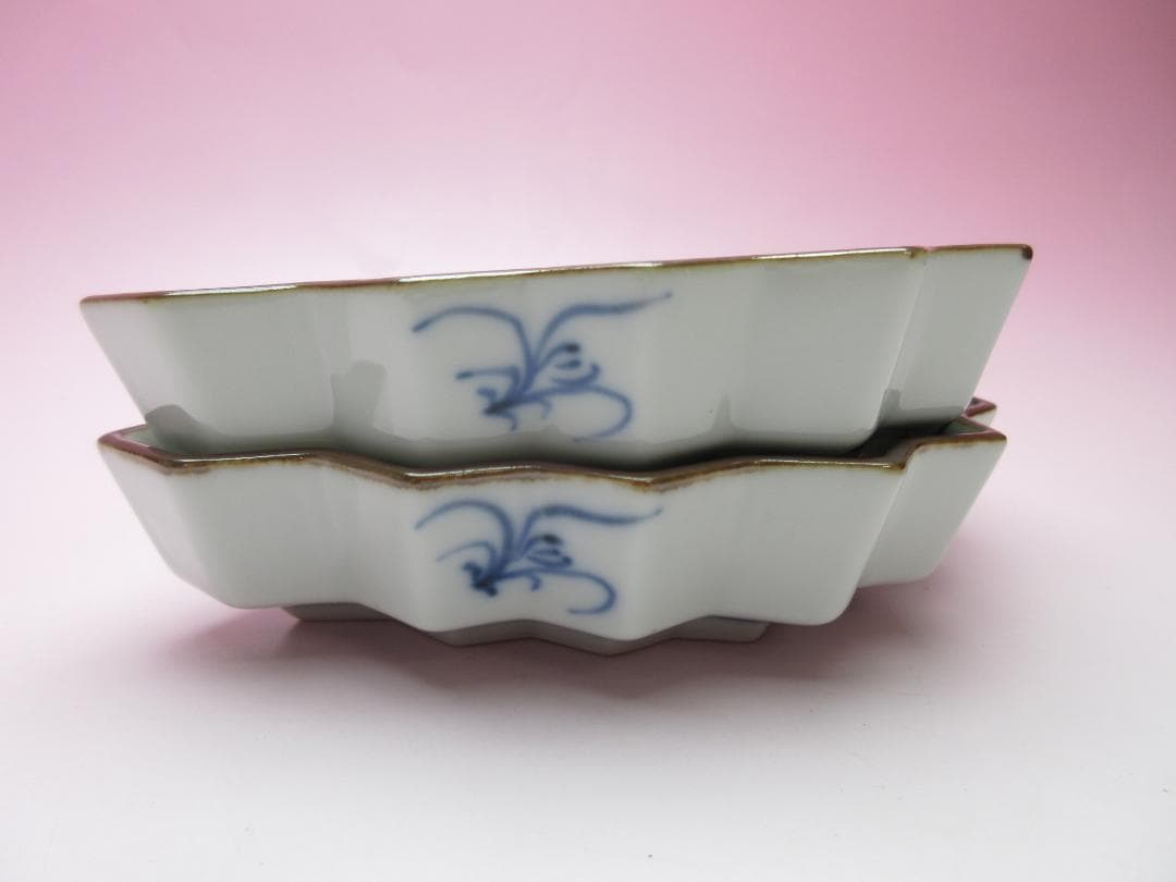 おまとめ　九谷 上出長左衛門 扇形 海老紋 向付 ５客 TN 103 70816