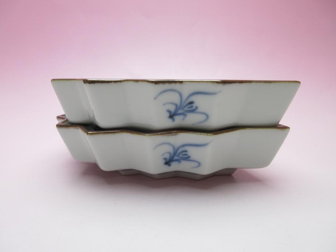 おまとめ　九谷 上出長左衛門 扇形 海老紋 向付 ５客 TN 103 70816