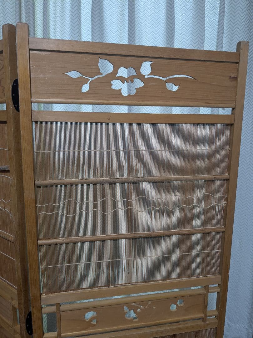 透かし彫り 簾屏風 パーテーション 衝立 間仕切り 昭和レトロ 古民家