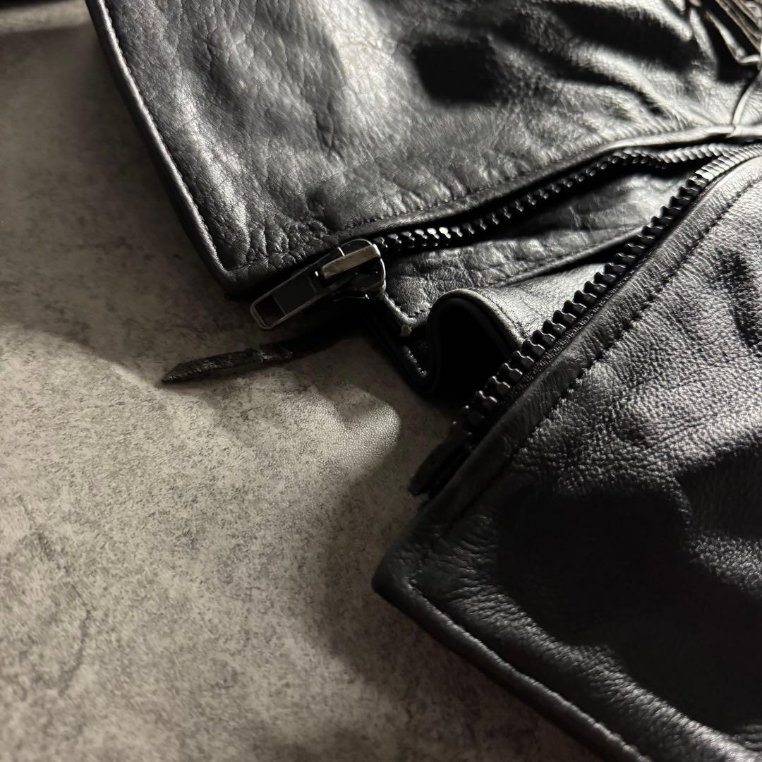 【希少】ライダースジャケット　L フリンジ　ギミック　ペイント　コンチョ　レザー