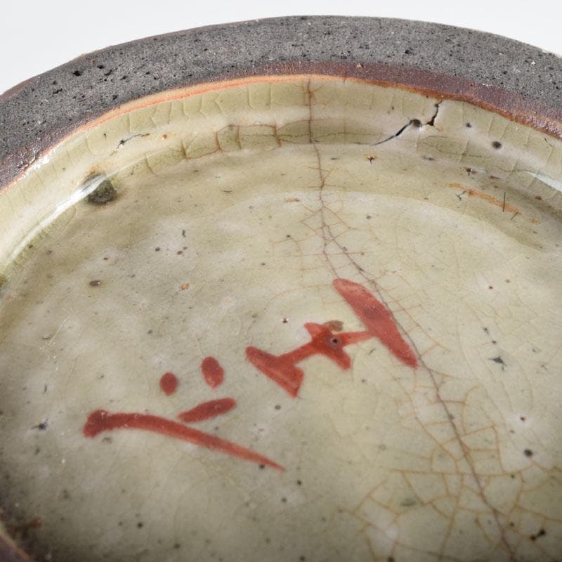 琉球陶器　壺屋焼　小橋川仁王造　神獣山水文　花瓶　共箱　C　8976