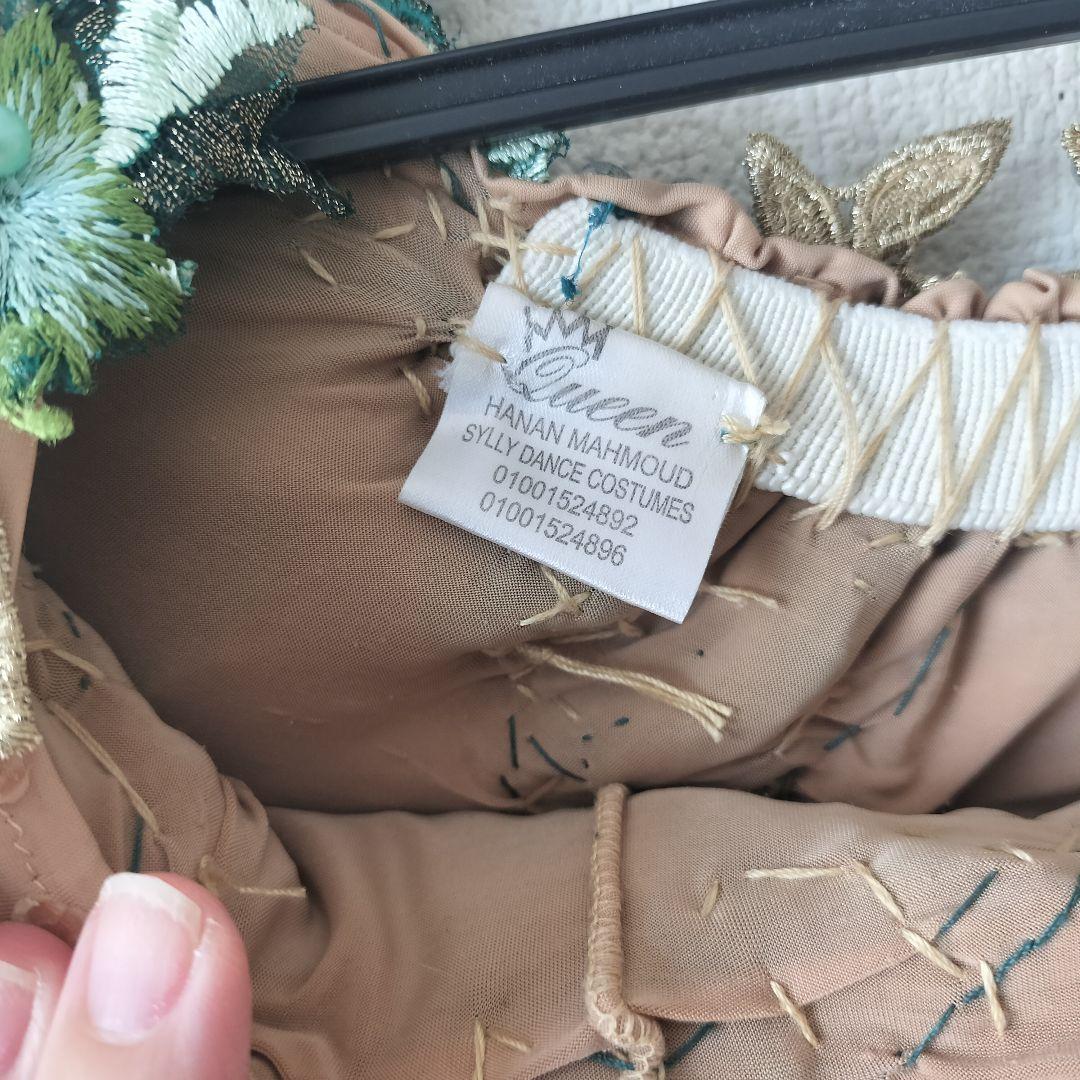 豪華/美品ベリーダンス衣装 フル グリーン ステージ　舞台衣装　着画あり