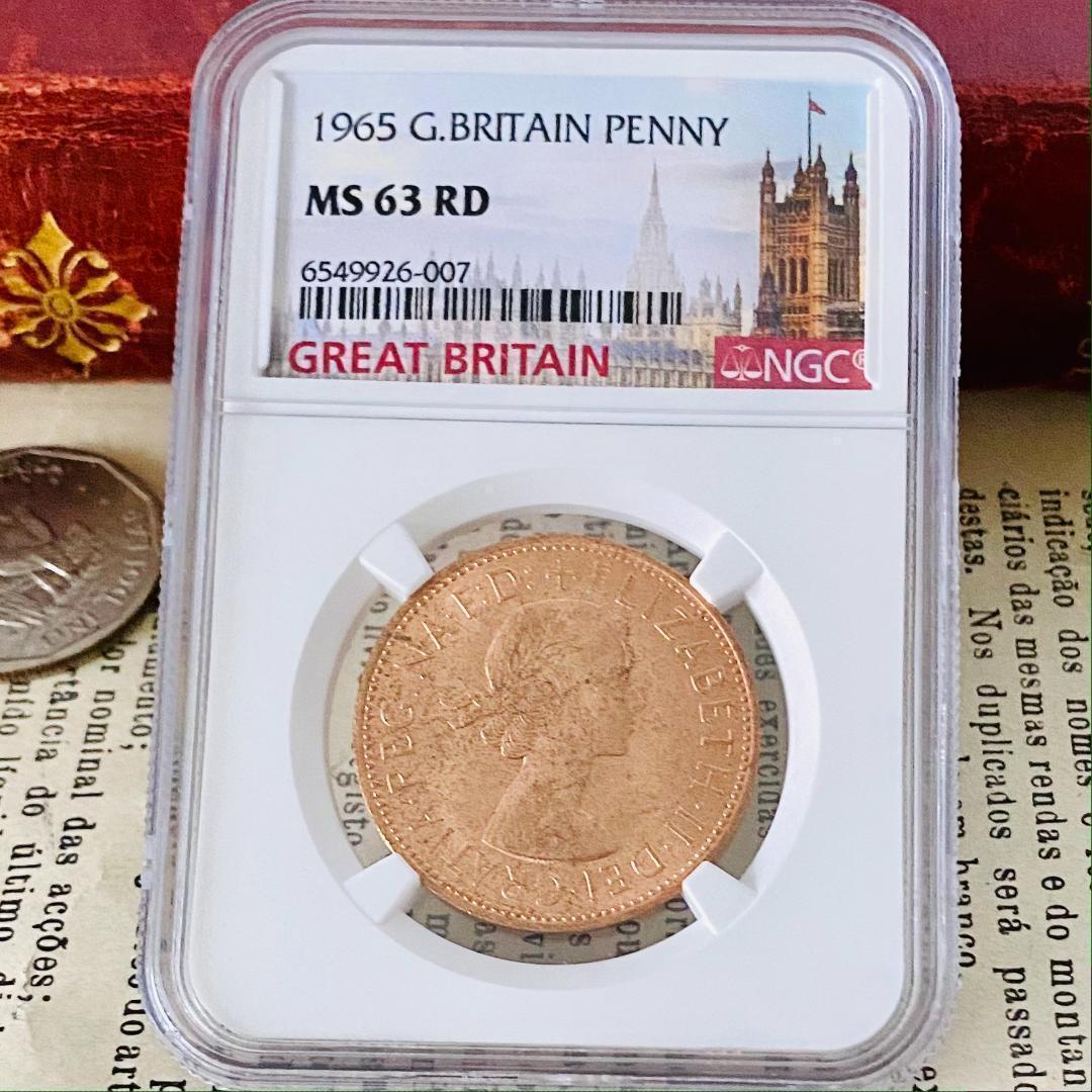 ★NGC★1965 MS63 イギリス 銅貨 ペニー 鑑定 希少