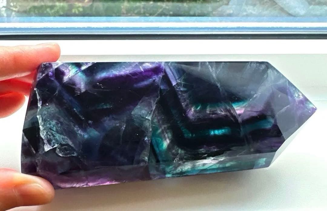 ブルーフローライト　タワー　13.2㎝　フローライト　青　透明感　虹