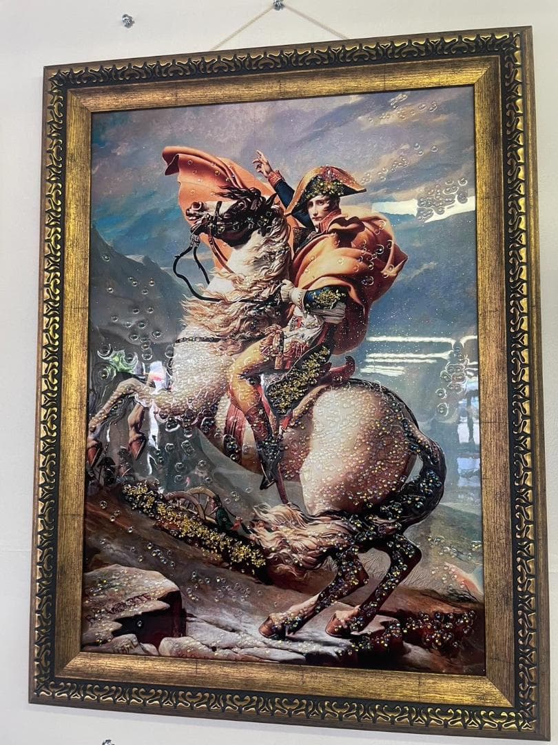 水晶絵　ルイ・ダヴィッド「ナポレオン」　アートパネル　クリスタル　立体　絵画