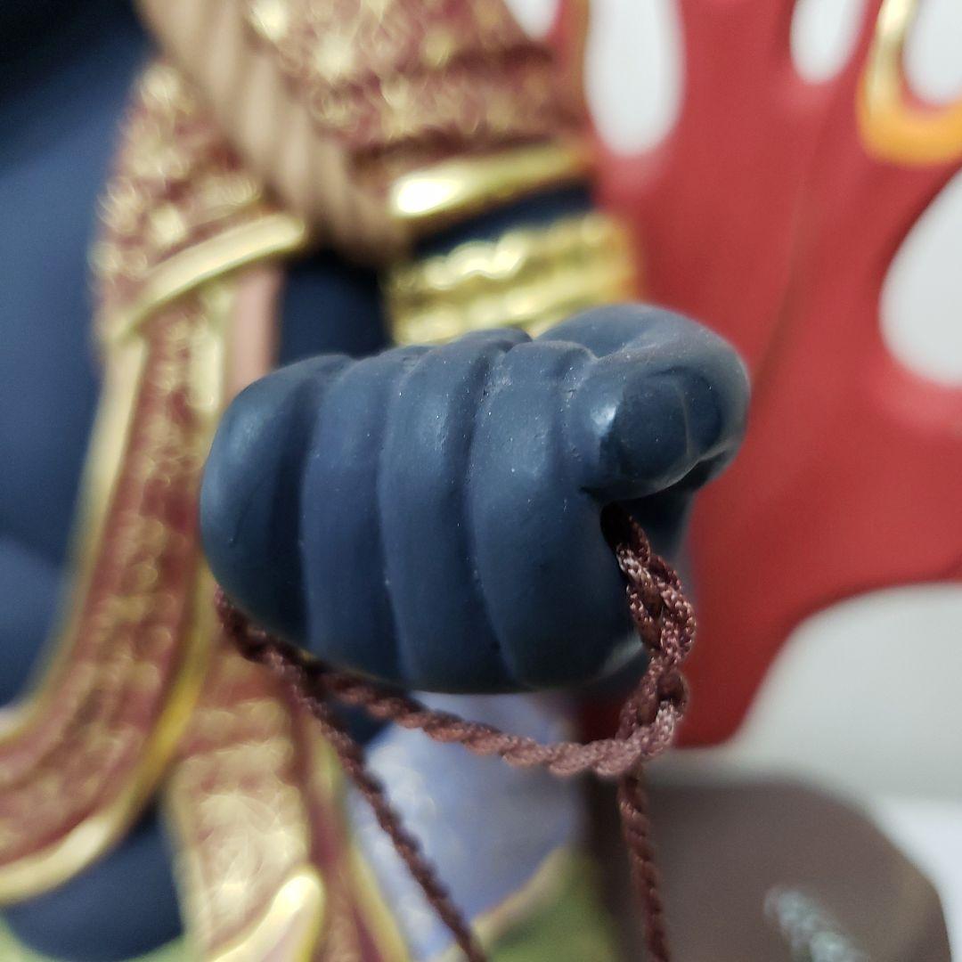 Ｂフライデー蔵出し特価希少台座極彩色錐金 不動明王半跏像7寸楠材高さ：約57cm