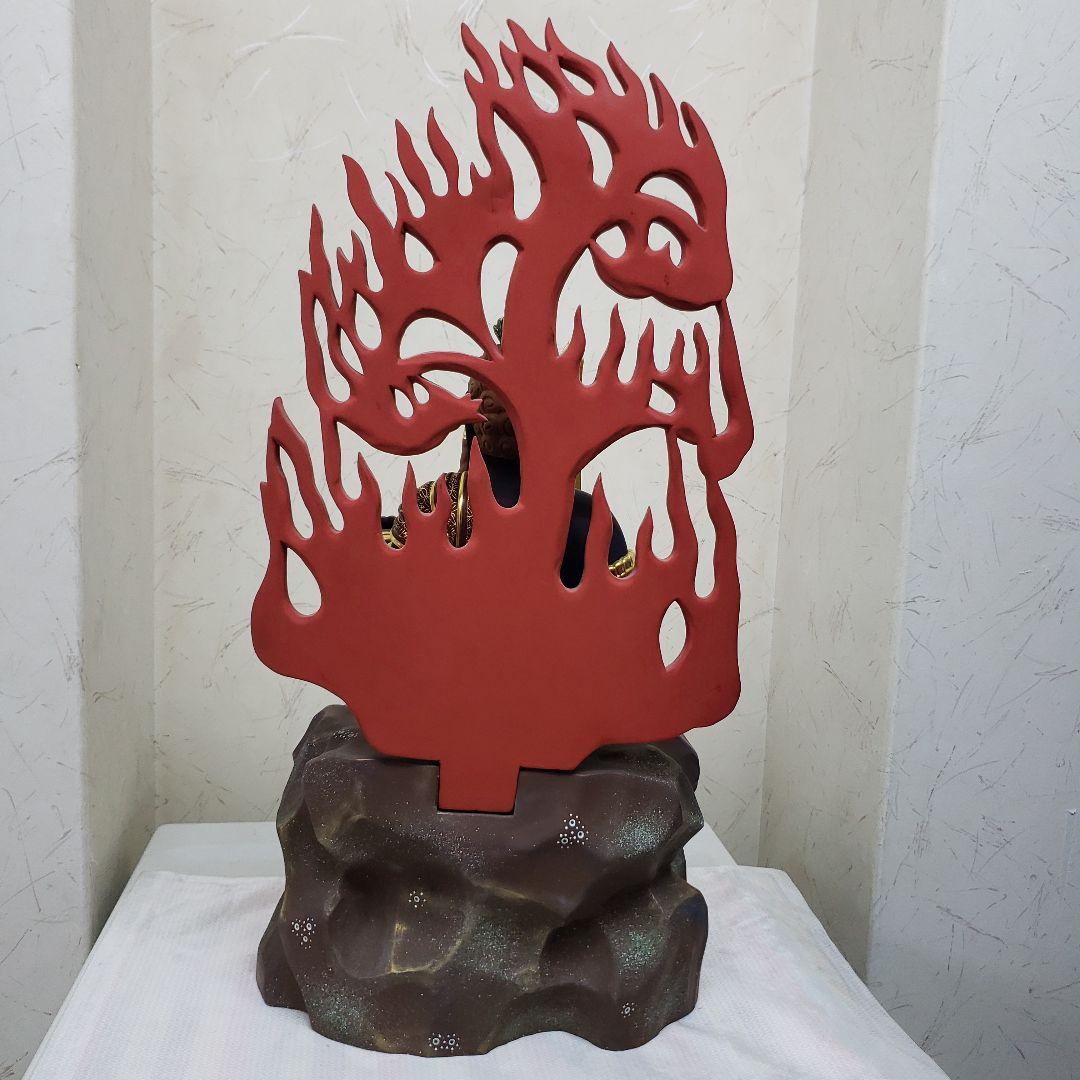 Ｂフライデー蔵出し特価希少台座極彩色錐金 不動明王半跏像7寸楠材高さ：約57cm