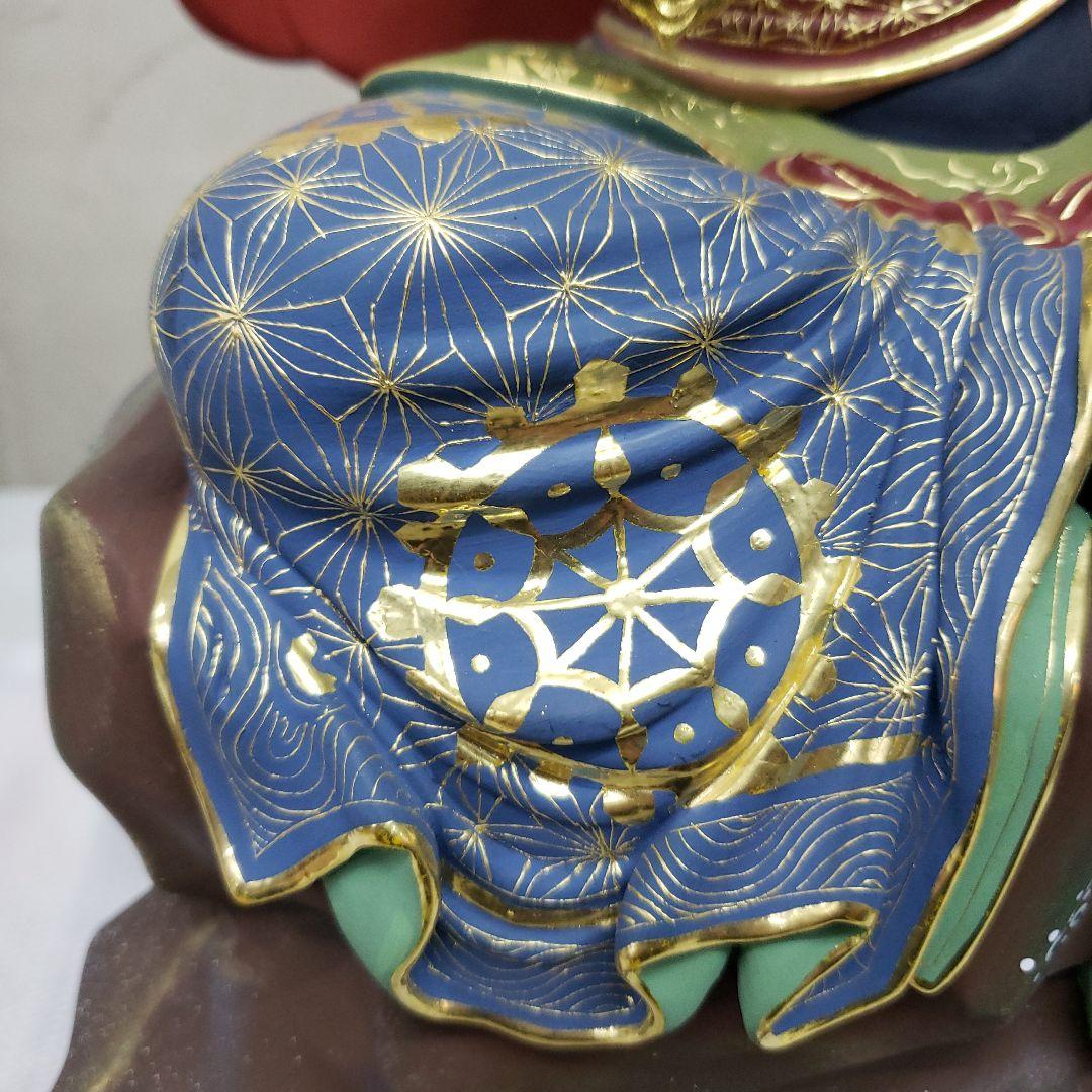 Ｂフライデー蔵出し特価希少台座極彩色錐金 不動明王半跏像7寸楠材高さ：約57cm