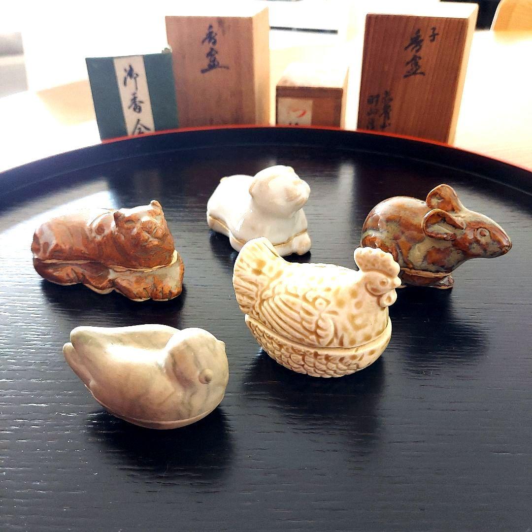 香合　赤膚焼　5点セット