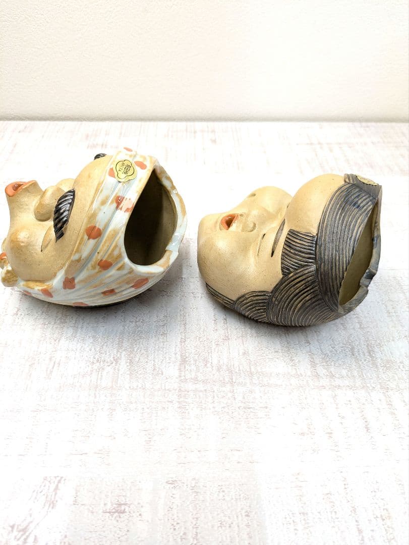 【値下中】美品☆有田焼おかめひょっとこペア灰皿　香炉