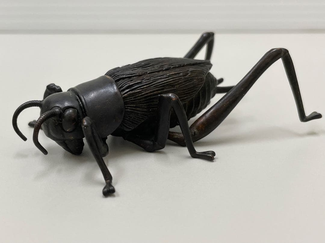 龍文堂　安の介　銅製自在蟋蟀　7cm 古物