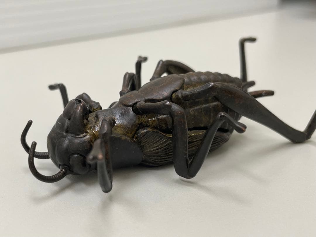 龍文堂　安の介　銅製自在蟋蟀　7cm 古物