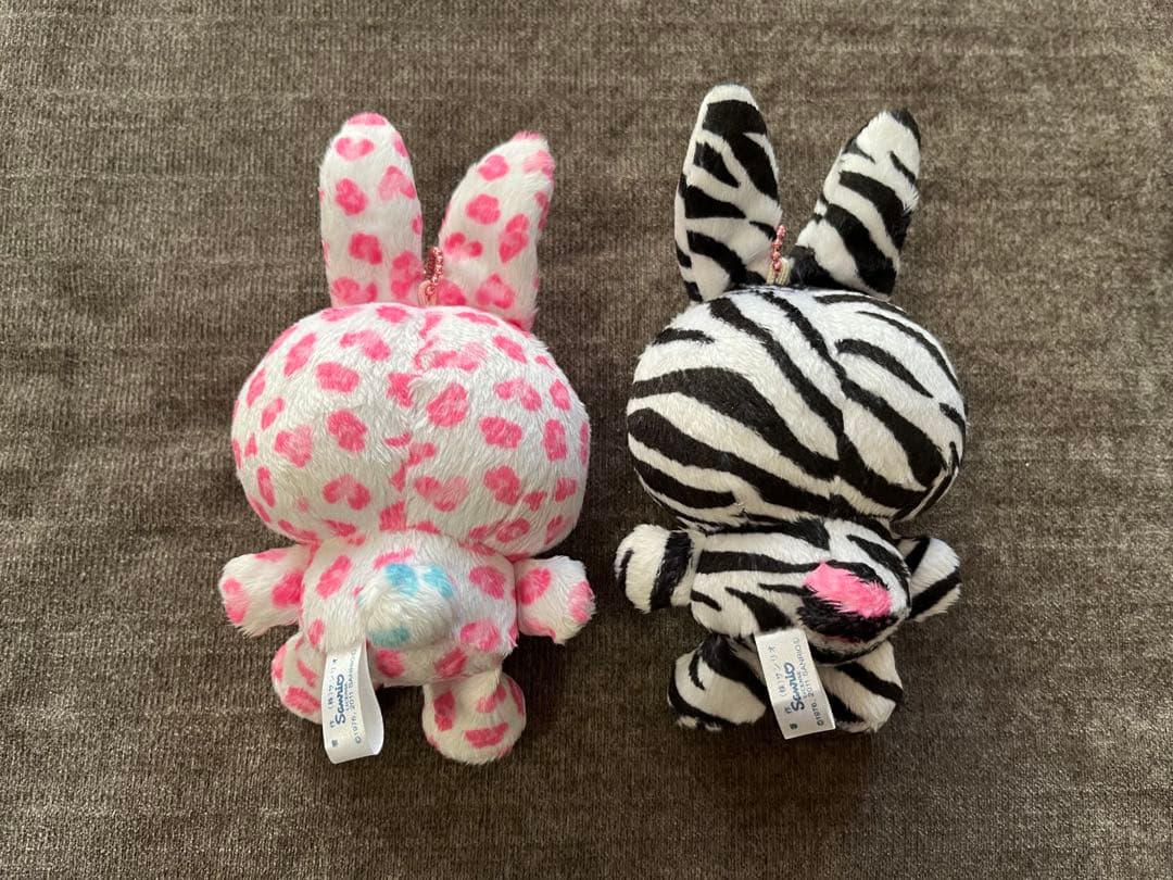 激レア ハローキティ カラフルバニー ヒョウ柄 ゼブラ柄 マスコット 平成レトロ