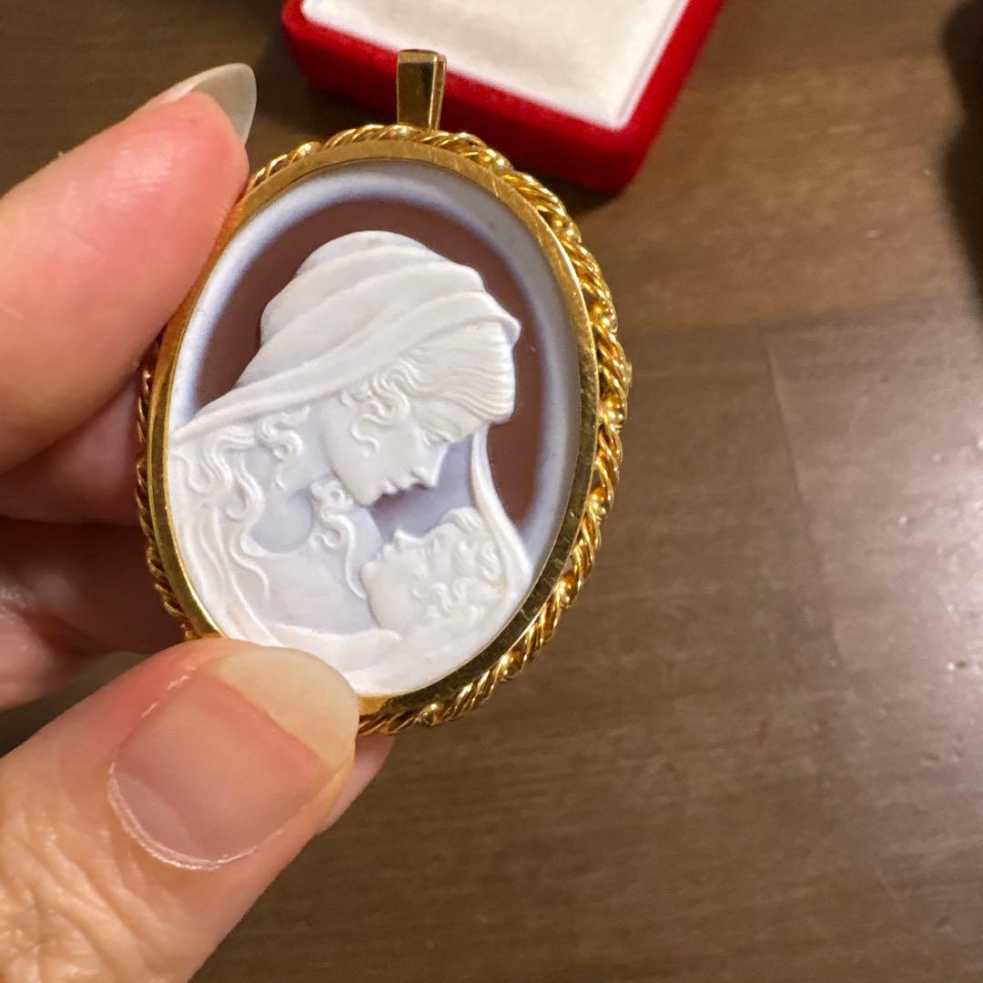 値下げ@カメオ　k18刻印あり　ブローチ