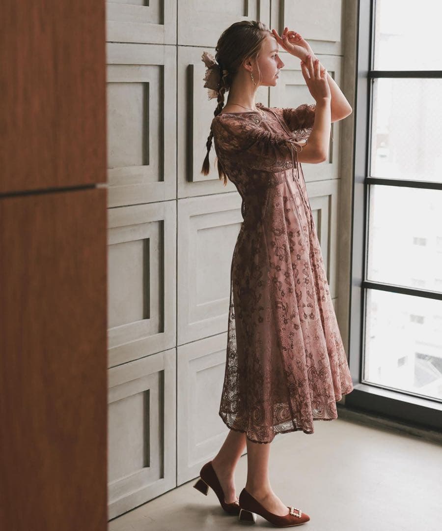 カ★新品★ドリードール　刺繍レースロングカーデキャミワンピセットドレス