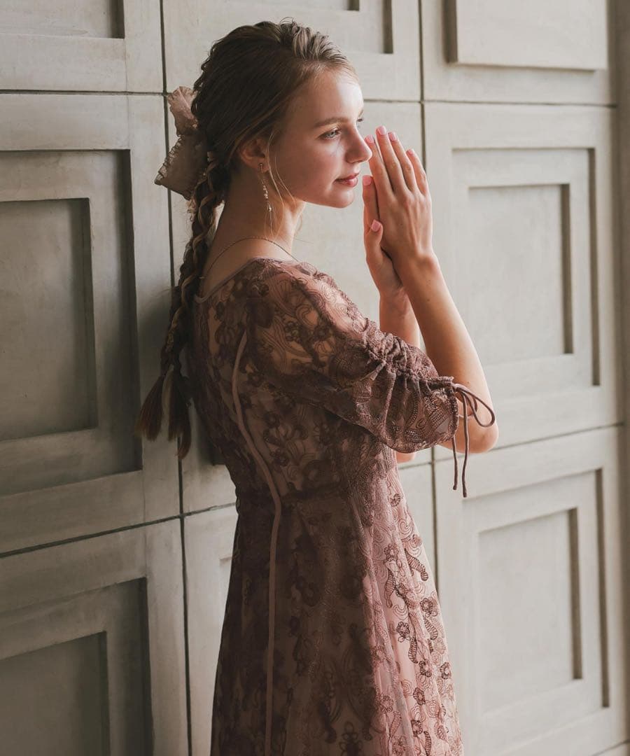 カ★新品★ドリードール　刺繍レースロングカーデキャミワンピセットドレス