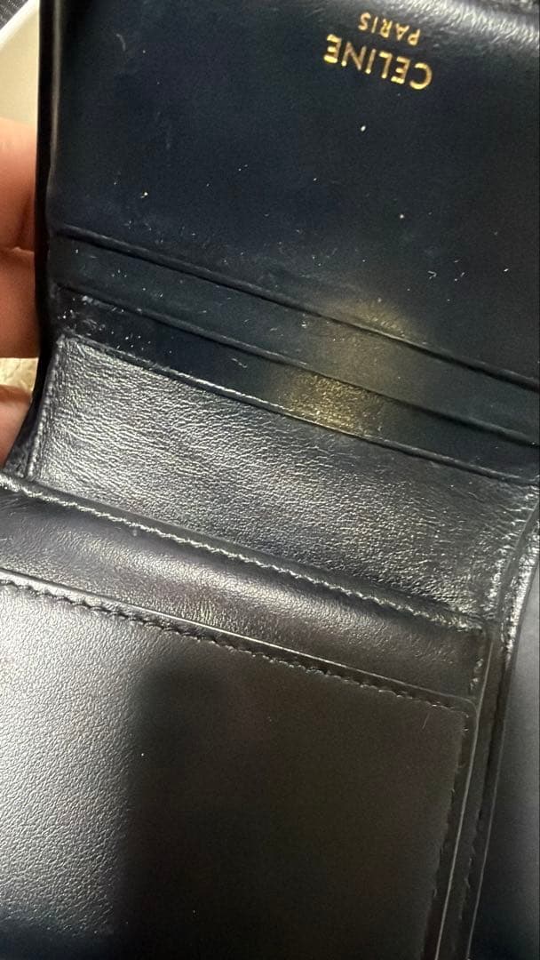Celine 黒 レザー 三つ折り財布　使用済み
