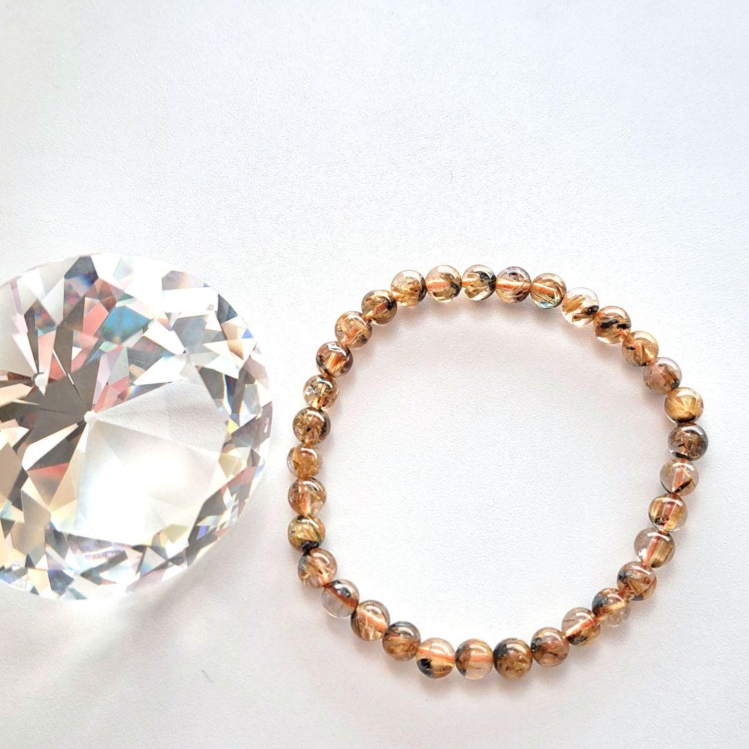 高品質 太陽放射タイチンルチルクォーツ ブレスレット 5.5㎜ 金運