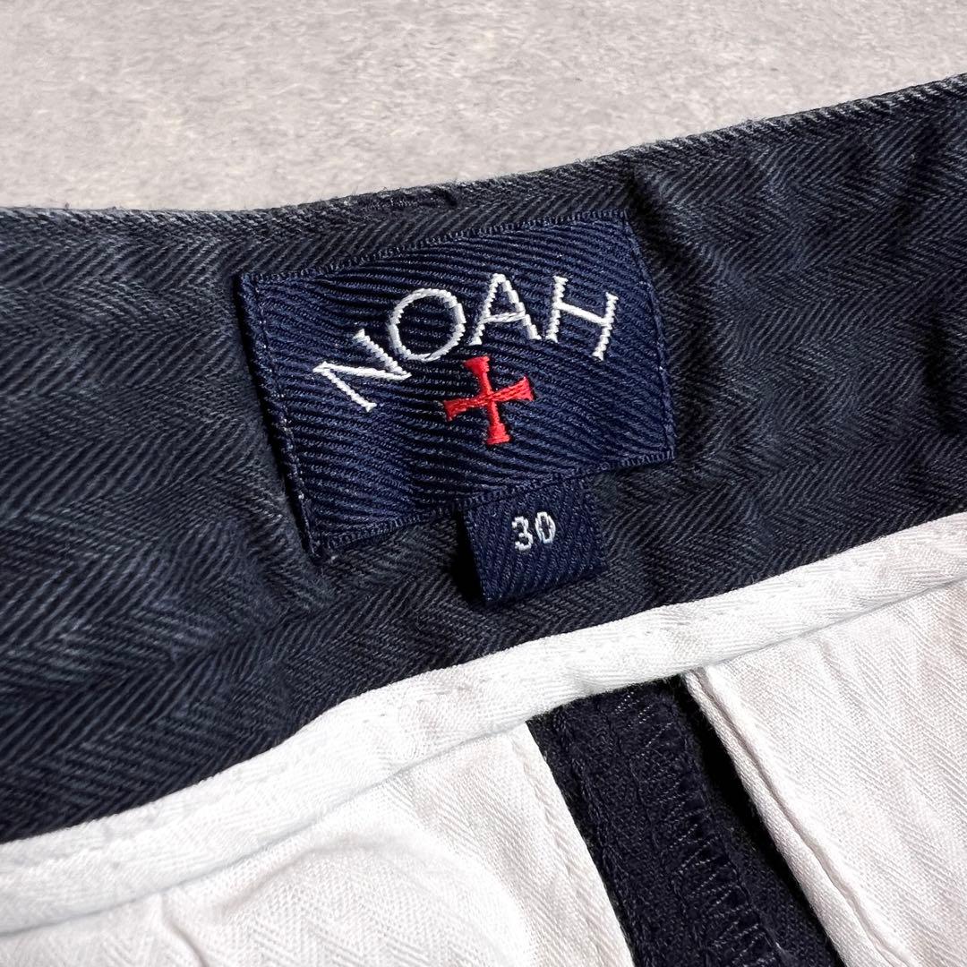 【美品】NOAH ノア ヘリンボーンプリーツチノパンツ ネイビー W30