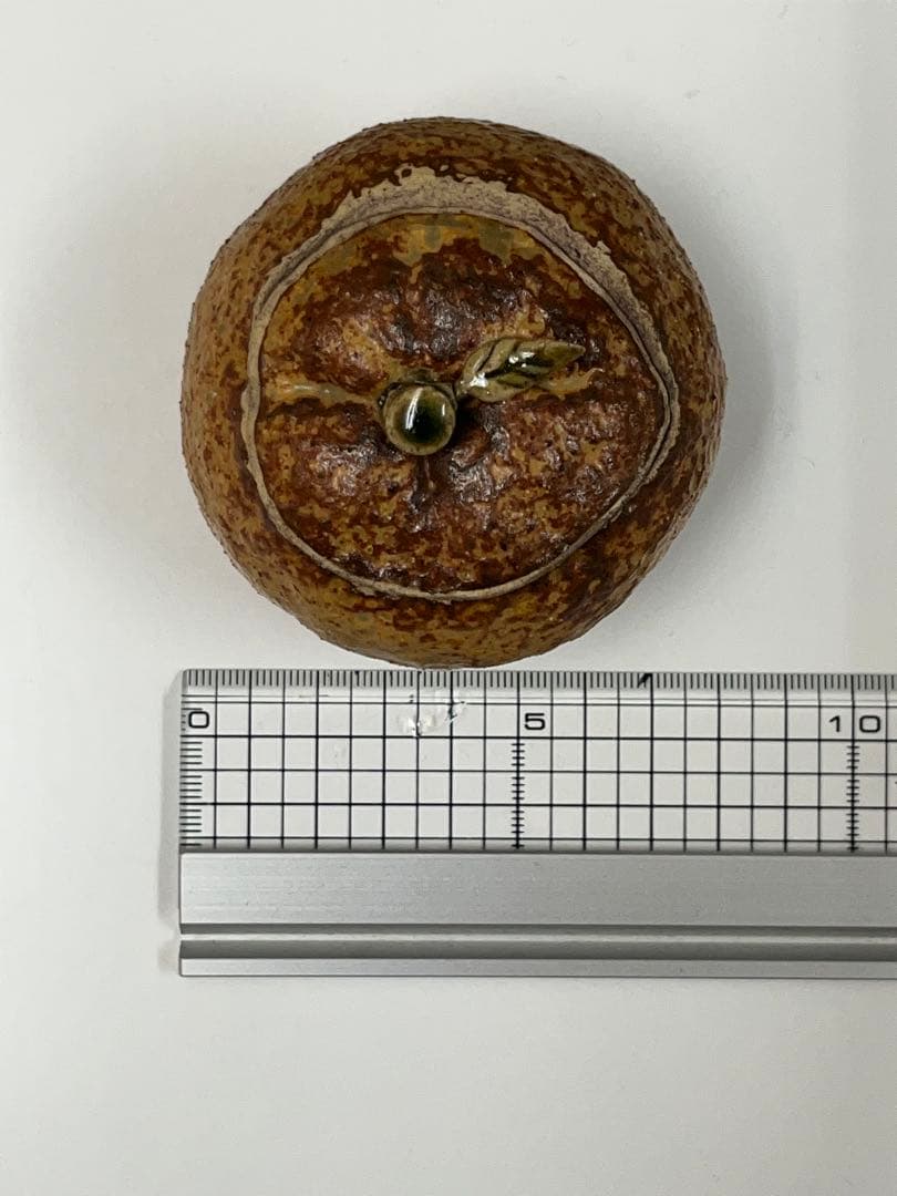 益子焼き 香合　みかん茶入 茶道具