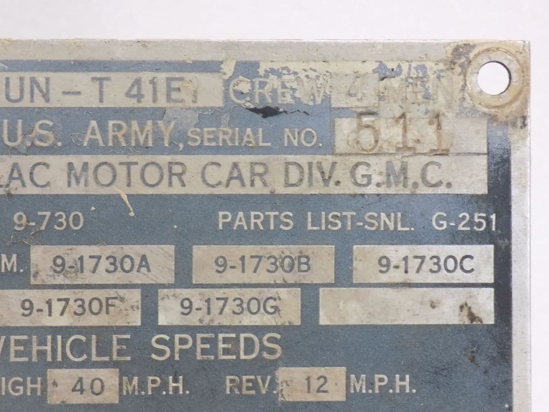 超希少 米軍 「M-41戦車銘板？・操作盤プレート」