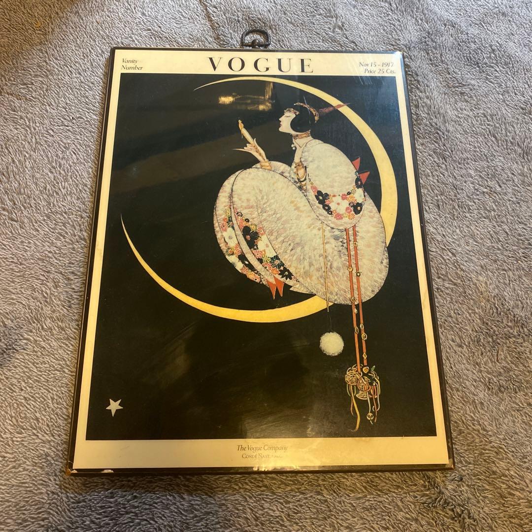 ビンテージ　VOGUE MOON 木製プレートポスター　アートポスター　絵画