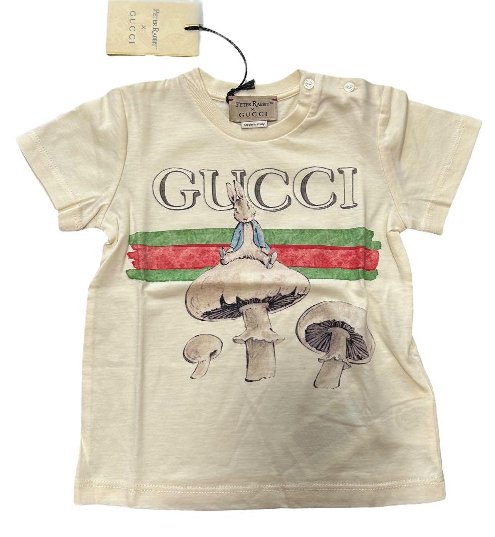 新品 GUCCI ピーターラビット キノコ コットンTシャツ ベビー 12/18